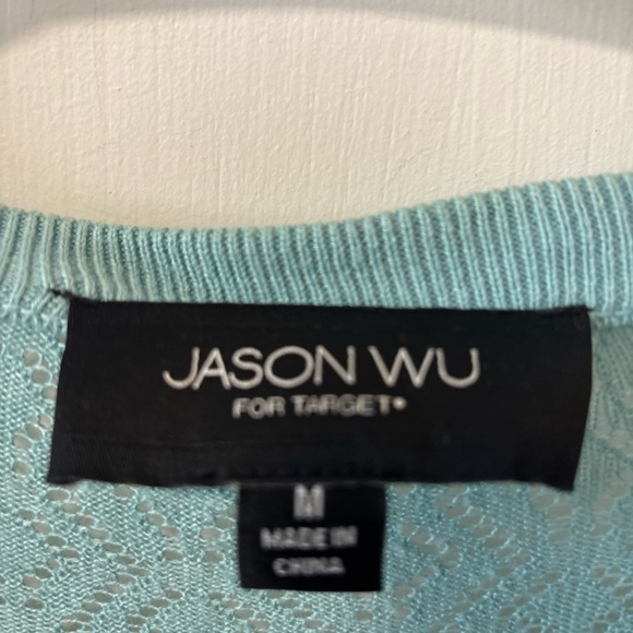 Jason Wu for Target Long Sleeve Pointelle Blue Snap Front Mid Length Cardigan M - Picture 4 of 7